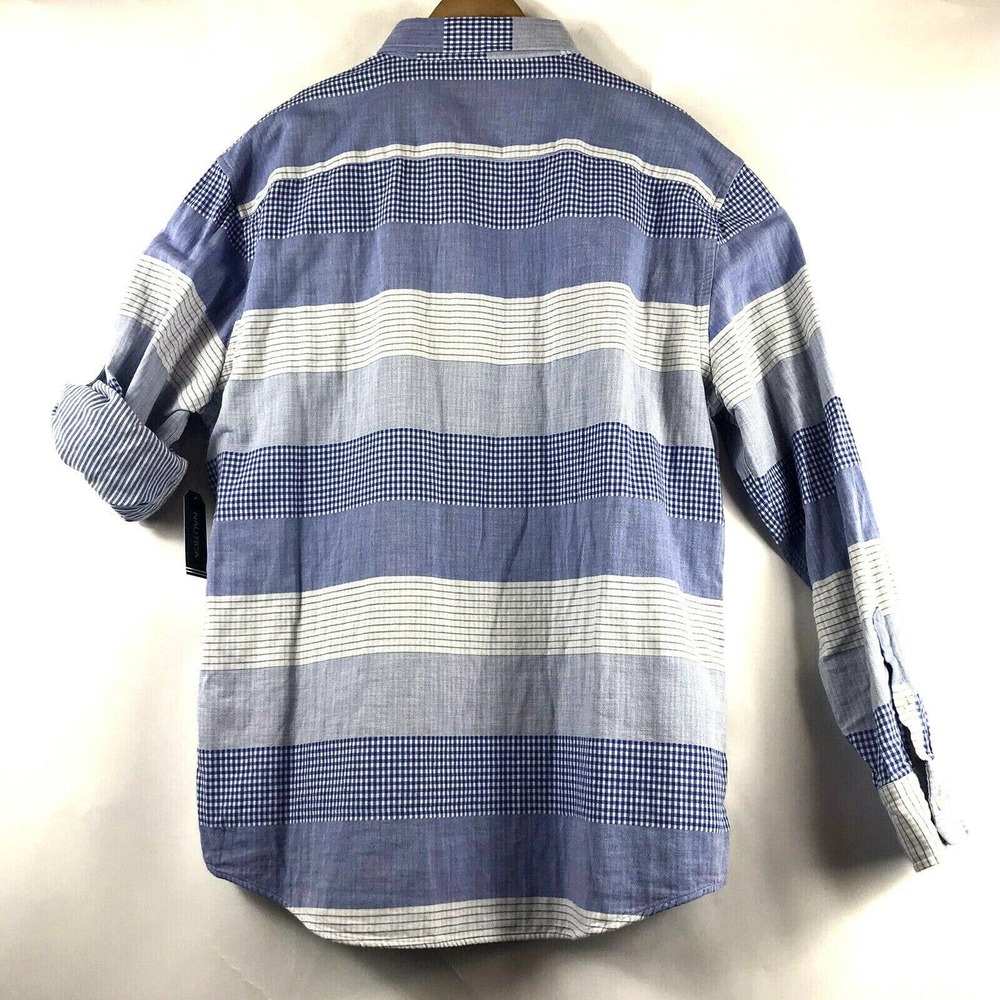 Nautica Mens XL Metropolis Slim Fit Button Down Patchwork-look Shirt French Blue - Picture 6 of 6